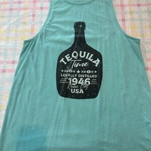 Rock & Roll Cowgirl Mint Blue Scoop Neck Tank
